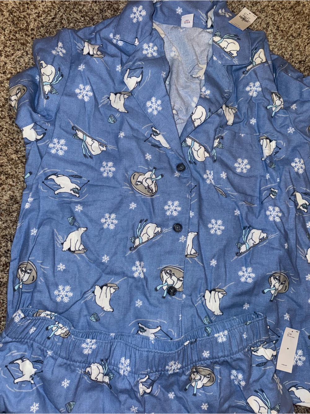 Blue Polar Bear Print Pajama Set